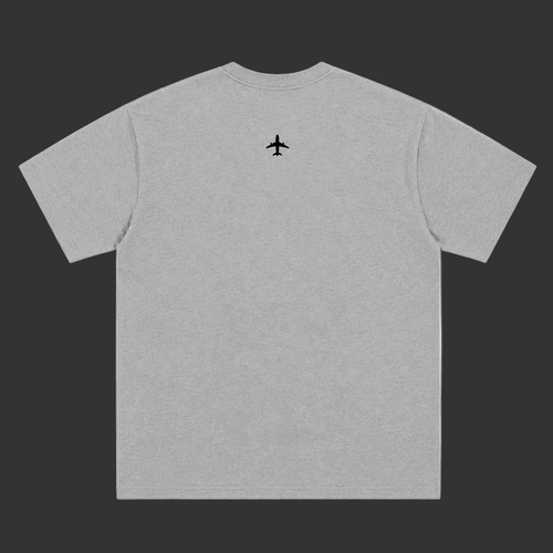 grey oversized V1 T-shirt with aircraft embroidery