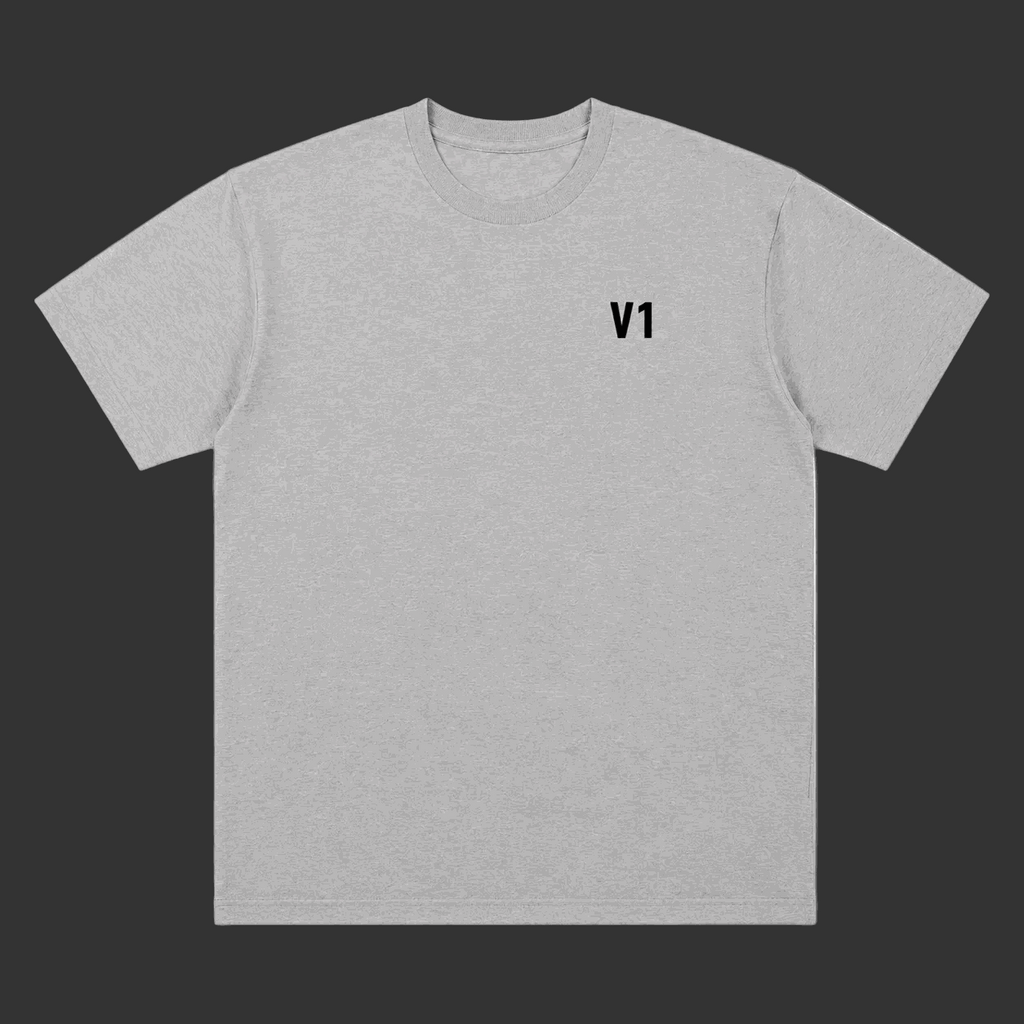 V1 T-Shirt Runway Grey heavyweight cotton oversized tee with embroidered V1 chest mark